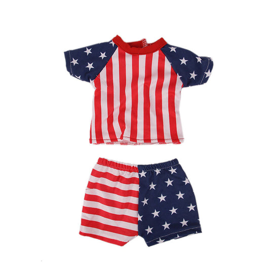 AmaMary 18 inch Doll Clothes 3-Pack Outfits USA Flag Starry Sky Striped for Girls