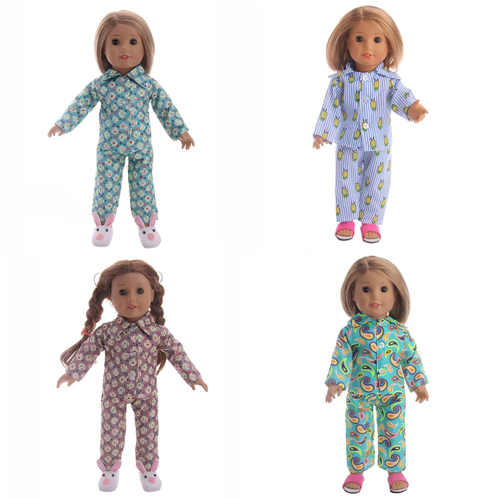 Babysbule 18 inch Doll Pajamas Set – Cotton Two-Piece Sleepwear for 18 Inch Dolls – Colorful Patterns – Fits American Girl, Our Generation, My Life Dolls – Doll Clothes Only