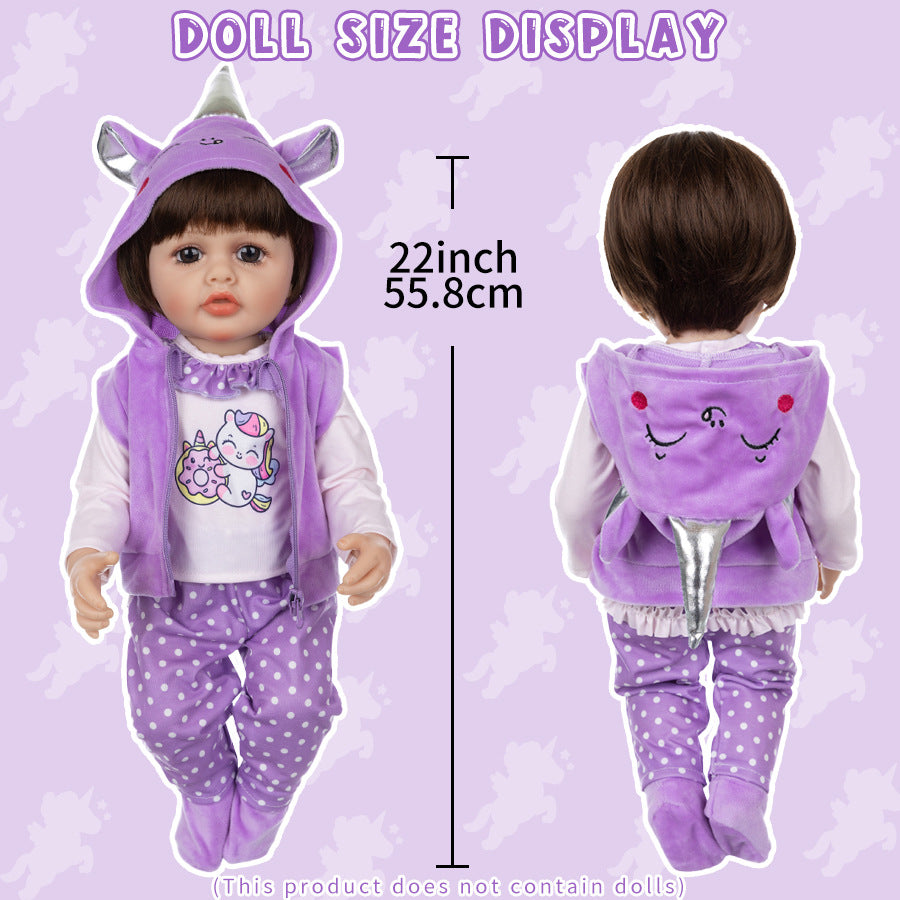 AmaMary 4-Piece Cotton Doll Outfit Set for 22-23 Inch Dolls – Includes Top, Jacket, Pants & Socks, Purple Dress-Up Clothes for Tea Party & Creative Play