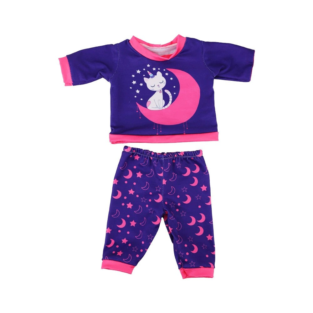 AmaMary Baby Doll Pajamas Set, 5 Pieces, Fits 16-18 Inch Dolls, Soft Feel with Cute Prints