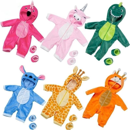 AlevRam 18 Inch Doll Clothes Cute Animales Pattern Doll Jumpsuit Doll One-Piece Suit with Zippers Ch