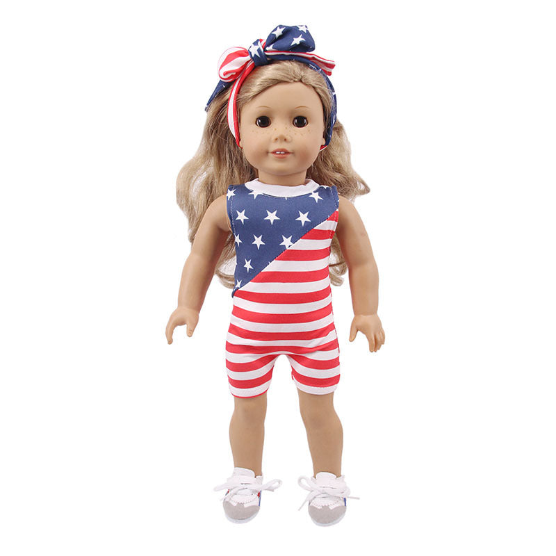AmaMary 18 inch Doll Clothes 3-Pack Outfits USA Flag Starry Sky Striped for Girls