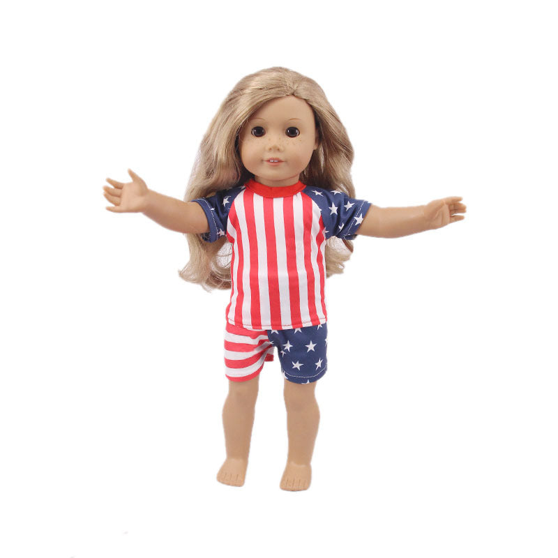 AmaMary 18 inch Doll Clothes 3-Pack Outfits USA Flag Starry Sky Striped for Girls