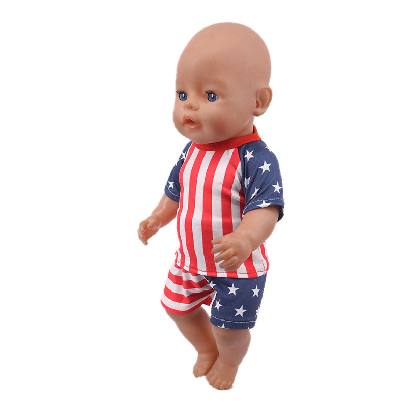 AmaMary 18 inch Doll Clothes 3-Pack Outfits USA Flag Starry Sky Striped for Girls