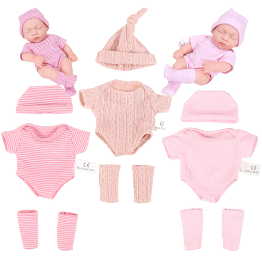 AmaMary 8-Inch Doll Clothes Set, 3 Outfits with Accessories for 20cm Mini Reborn Dolls