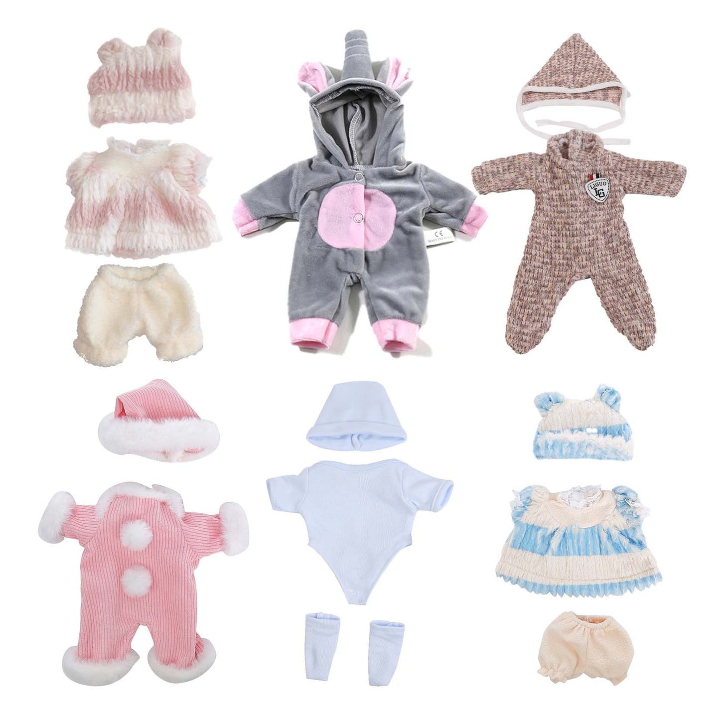 AmaMary 6 Sets 12 inch Baby Doll Clothes Soft Cotton Bodysuits for 10-12 inch Dolls, Dress-Up Birthday Christmas Gift for Girls 3+