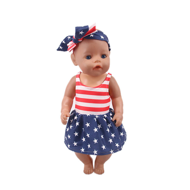 AmaMary 18 inch Doll Clothes 3-Pack Outfits USA Flag Starry Sky Striped for Girls