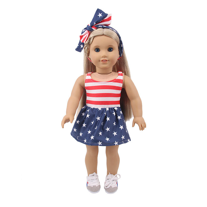 AmaMary 18 inch Doll Clothes 3-Pack Outfits USA Flag Starry Sky Striped for Girls