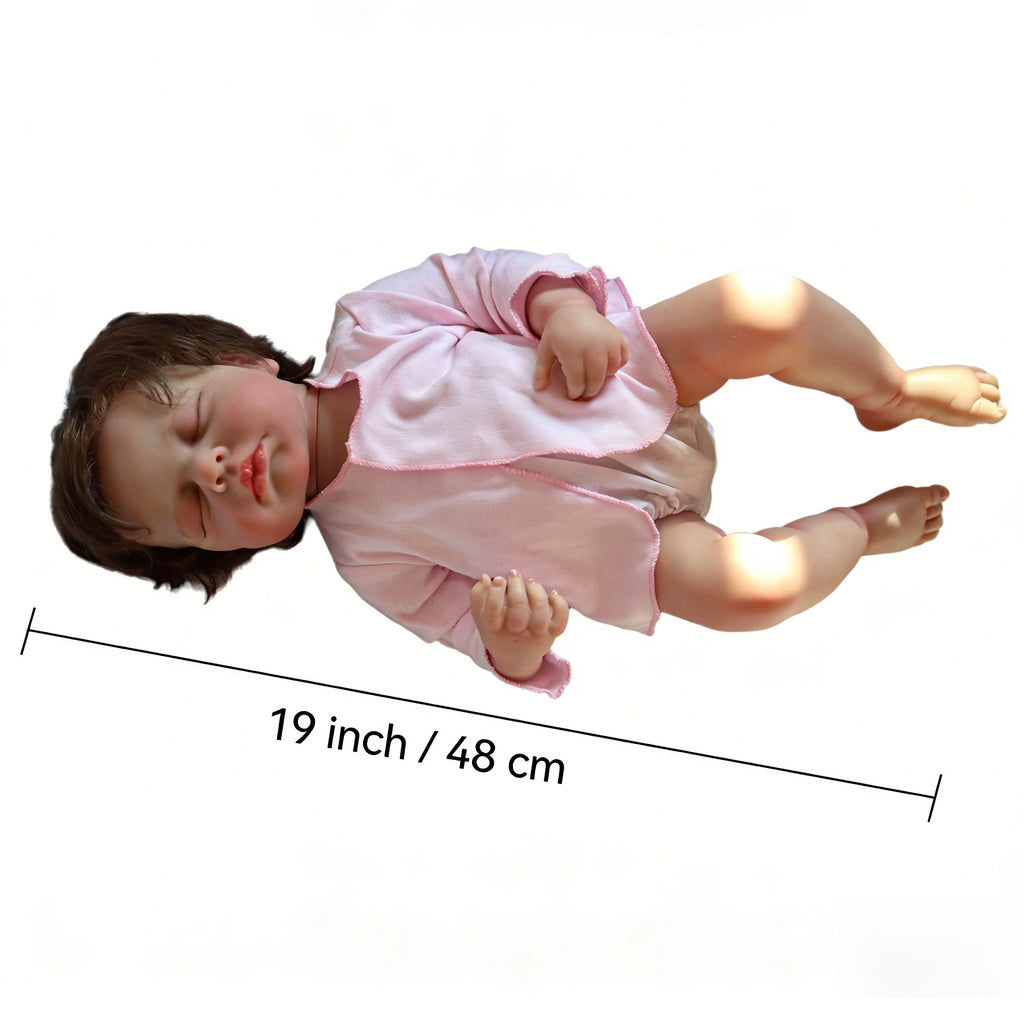 AmaMary 19 inch Vinyl Doll, Soft Vinyl Sleeping Doll with Handmade Hair Doll Toy Gift for Kids Girls Age 3+