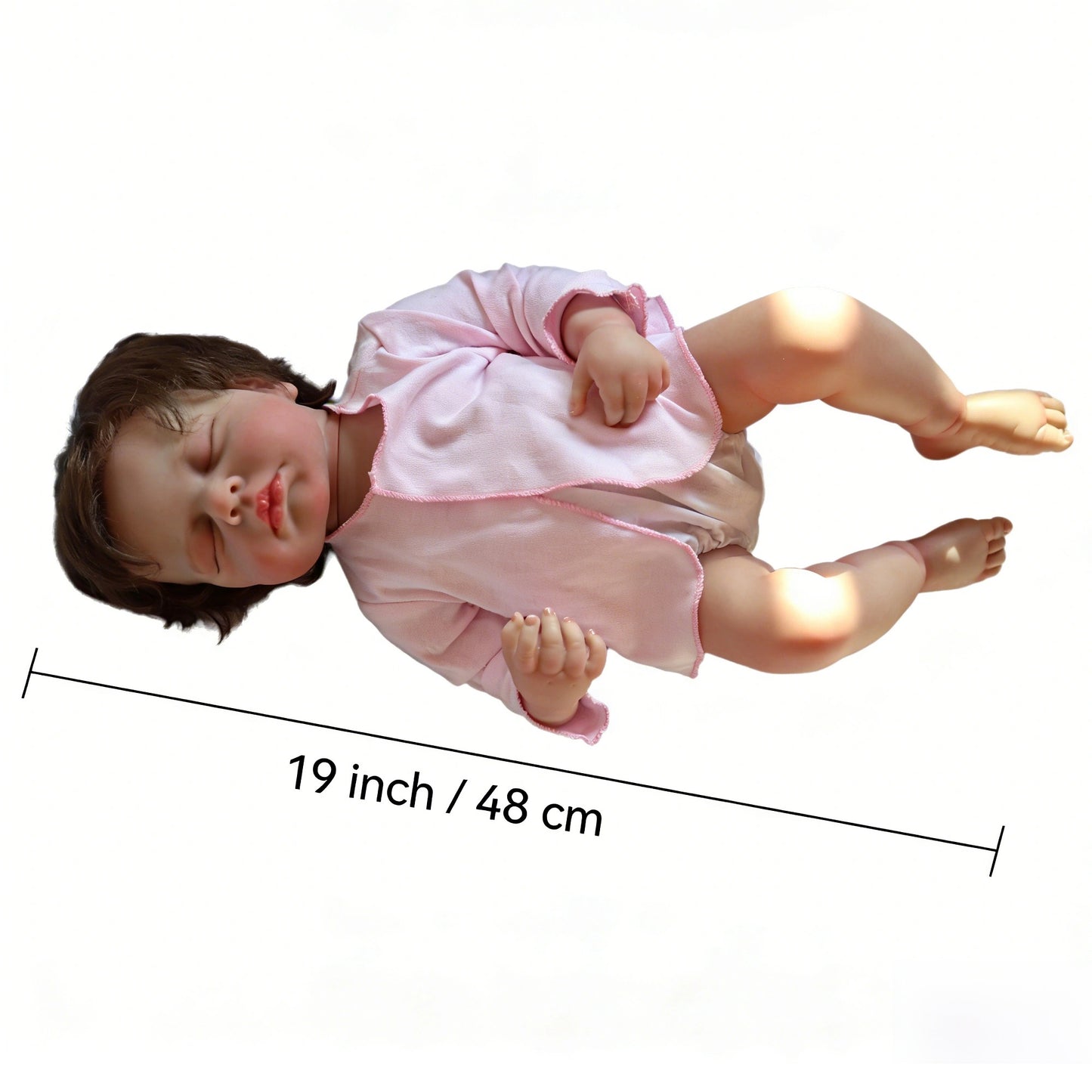 AmaMary 19 inch Vinyl Doll, Soft Vinyl Sleeping Doll with Handmade Hair Doll Toy Gift for Kids Girls Age 3+