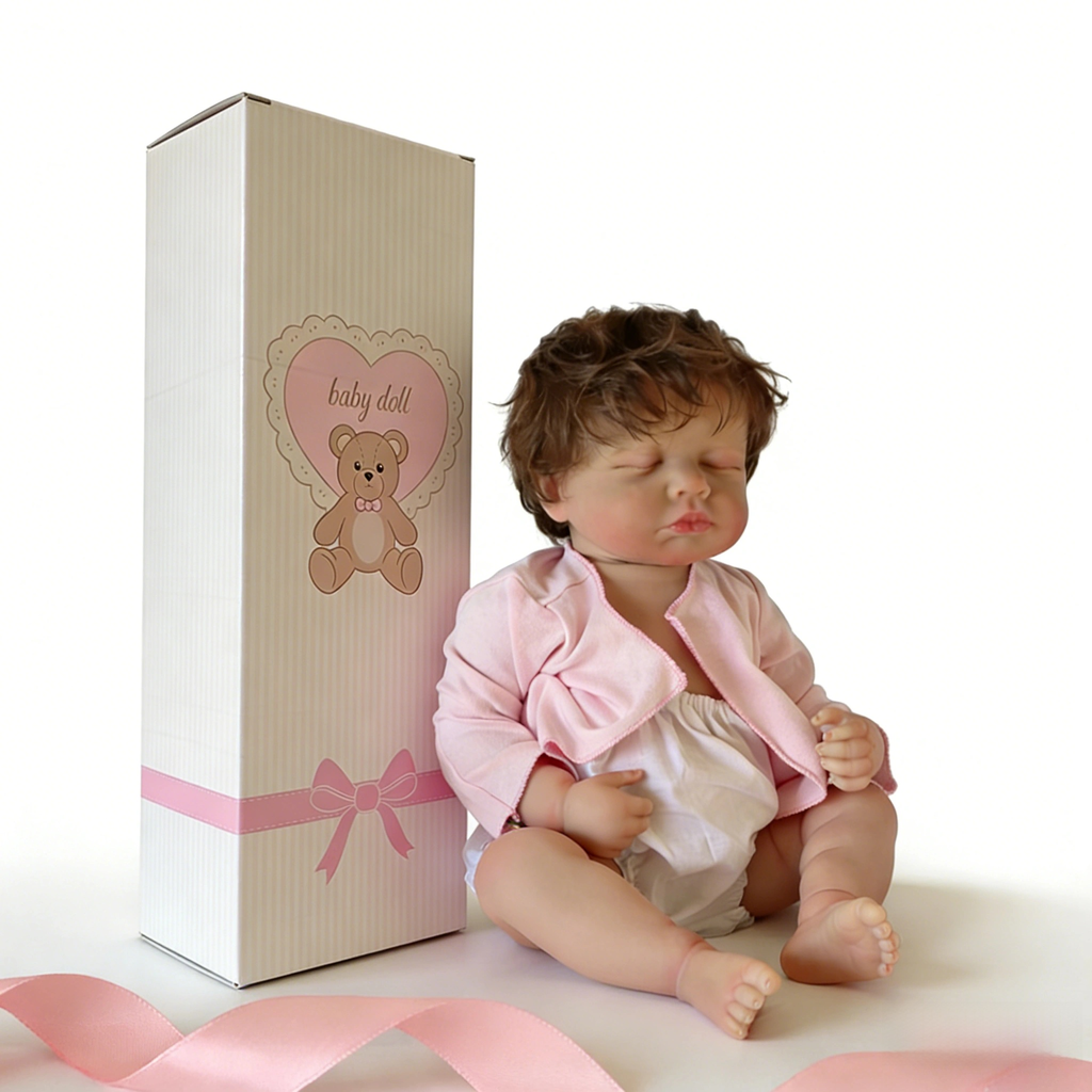 AmaMary 19 inch Vinyl Doll, Soft Vinyl Sleeping Doll with Handmade Hair Doll Toy Gift for Kids Girls Age 3+