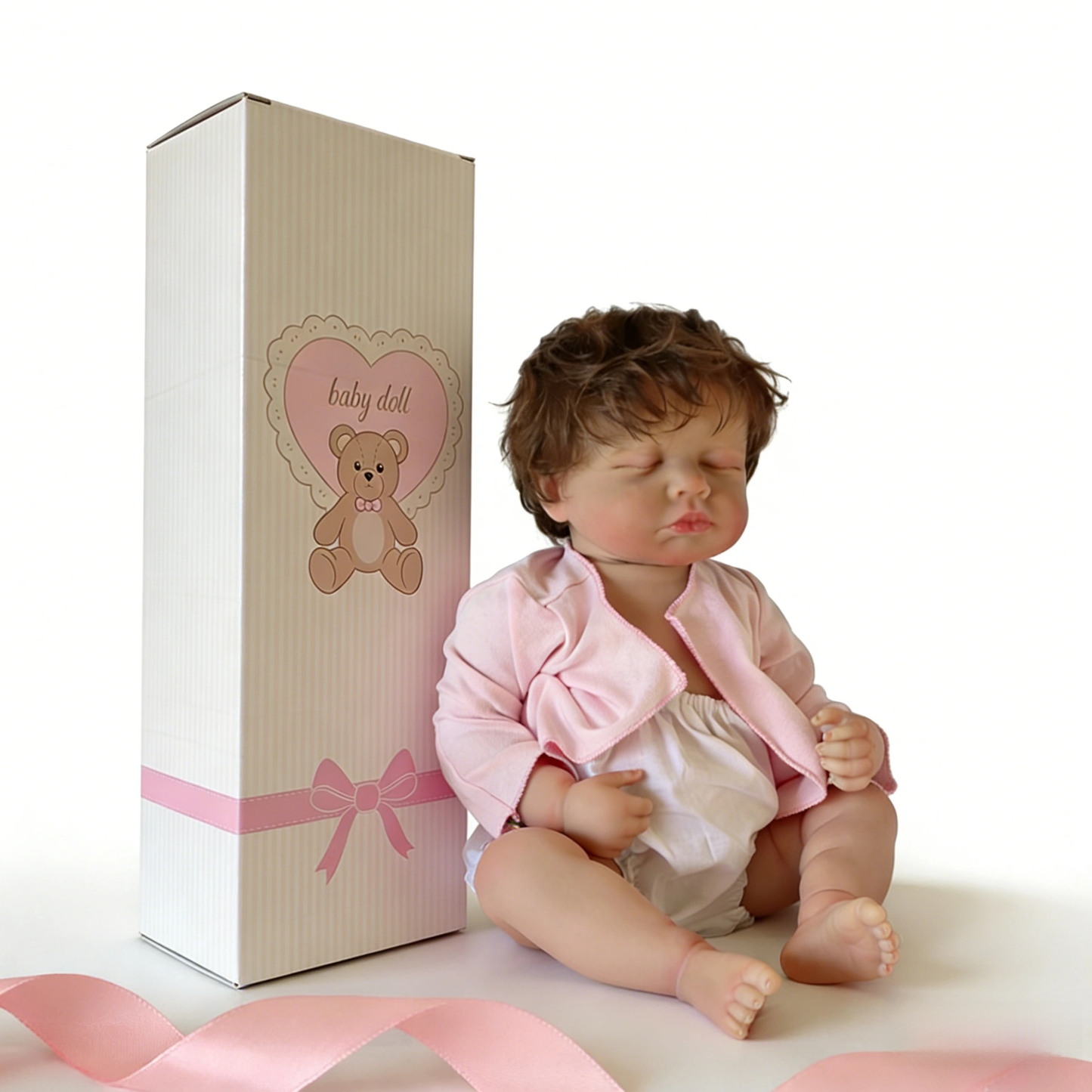 AmaMary 19 inch Vinyl Doll, Soft Vinyl Sleeping Doll with Handmade Hair Doll Toy Gift for Kids Girls Age 3+