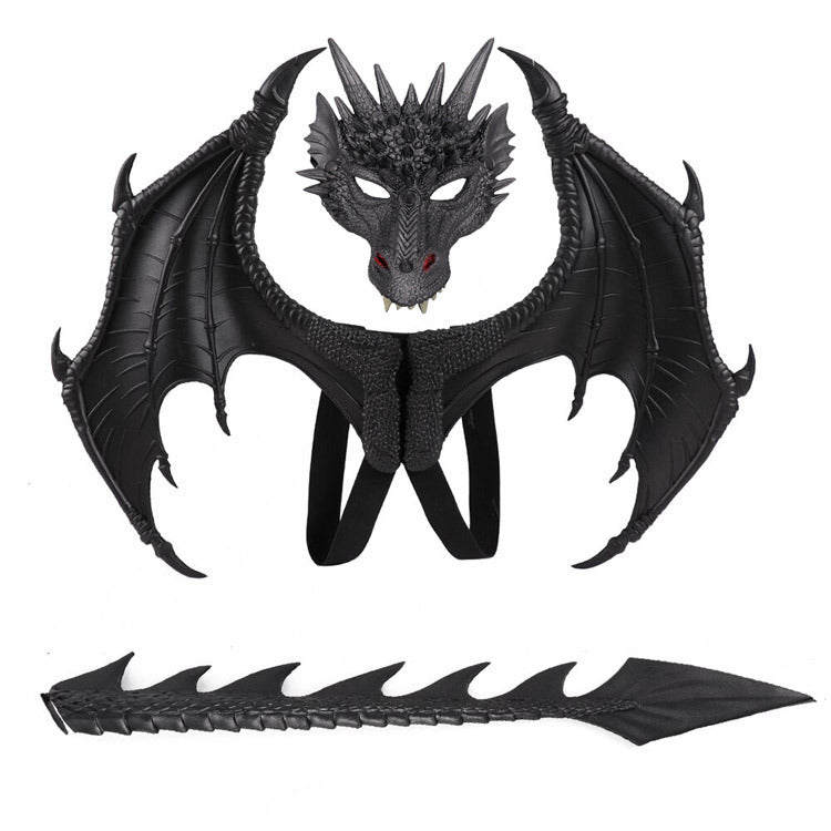 AmaMary Dragon Wings Tail and Mask Costume Accessory Set for Halloween Cosplay Parties