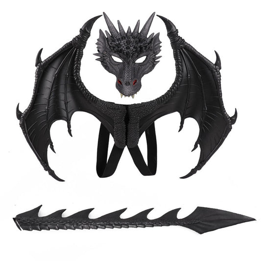 AmaMary Dragon Wings Tail and Mask Costume Accessory Set for Halloween Cosplay Parties
