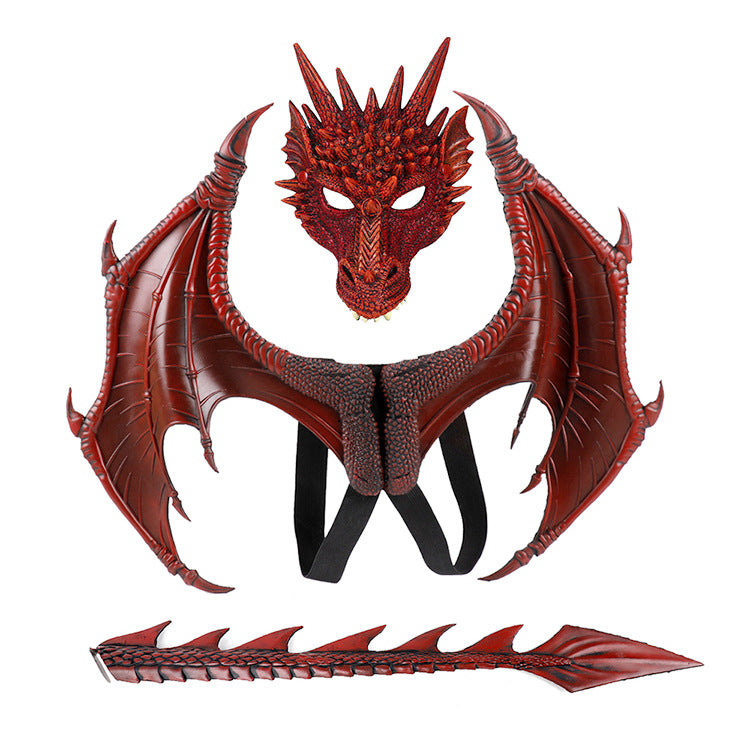 AmaMary Dragon Wings Tail and Mask Costume Accessory Set for Halloween Cosplay Parties
