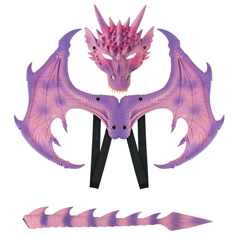 AmaMary Dragon Wings Tail and Mask Costume Accessory Set for Halloween Cosplay Parties
