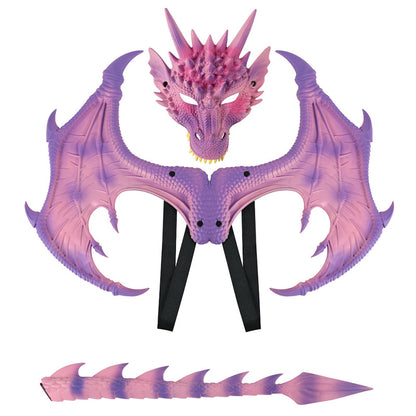 AmaMary Dragon Wings Tail and Mask Costume Accessory Set for Halloween Cosplay Parties
