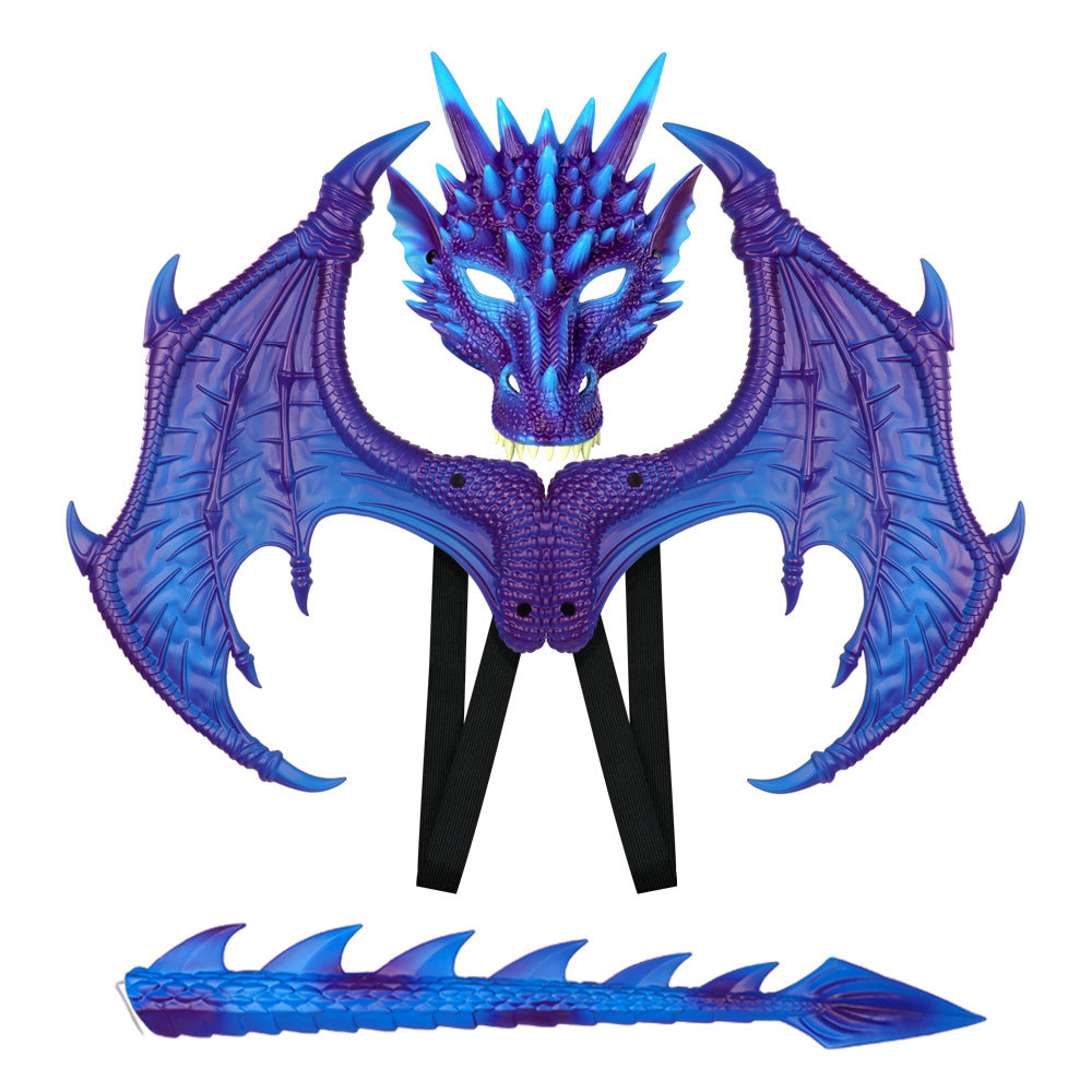 AmaMary Dragon Wings Tail and Mask Costume Accessory Set for Halloween Cosplay Parties