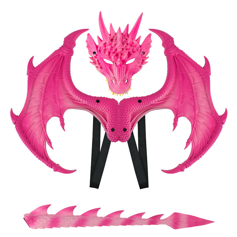 AmaMary Dragon Wings Tail and Mask Costume Accessory Set for Halloween Cosplay Parties