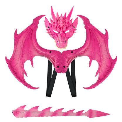 AmaMary Dragon Wings Tail and Mask Costume Accessory Set for Halloween Cosplay Parties