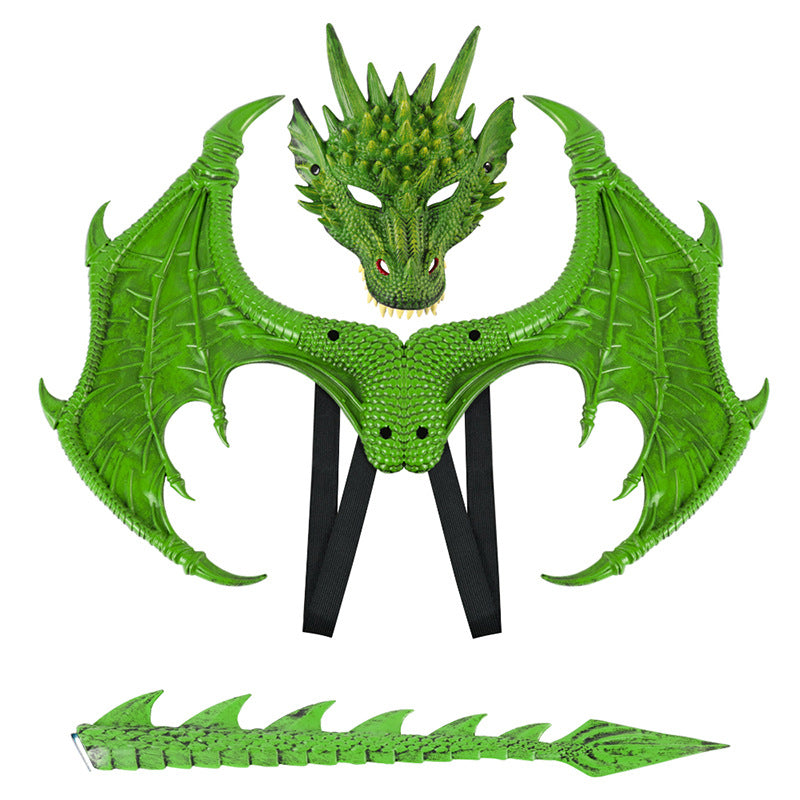 AmaMary Dragon Wings Tail and Mask Costume Accessory Set for Halloween Cosplay Parties