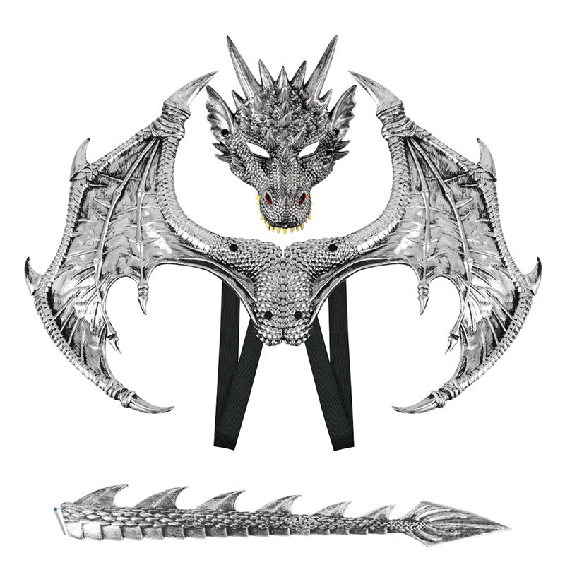AmaMary Dragon Wings Tail and Mask Costume Accessory Set for Halloween Cosplay Parties
