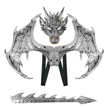 AmaMary Dragon Wings Tail and Mask Costume Accessory Set for Halloween Cosplay Parties