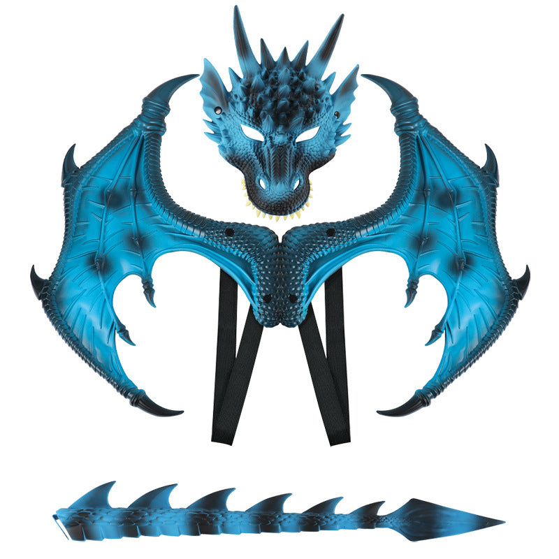 AmaMary Dragon Wings Tail and Mask Costume Accessory Set for Halloween Cosplay Parties