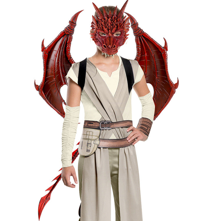 AmaMary Dragon Wings Tail and Mask Costume Accessory Set for Halloween Cosplay Parties