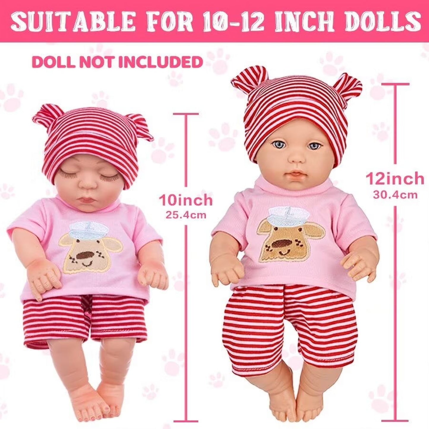 AmaMary Reborn Doll Bodysuits 10-12 Inch Animal Pattern Outfits 6-Pack