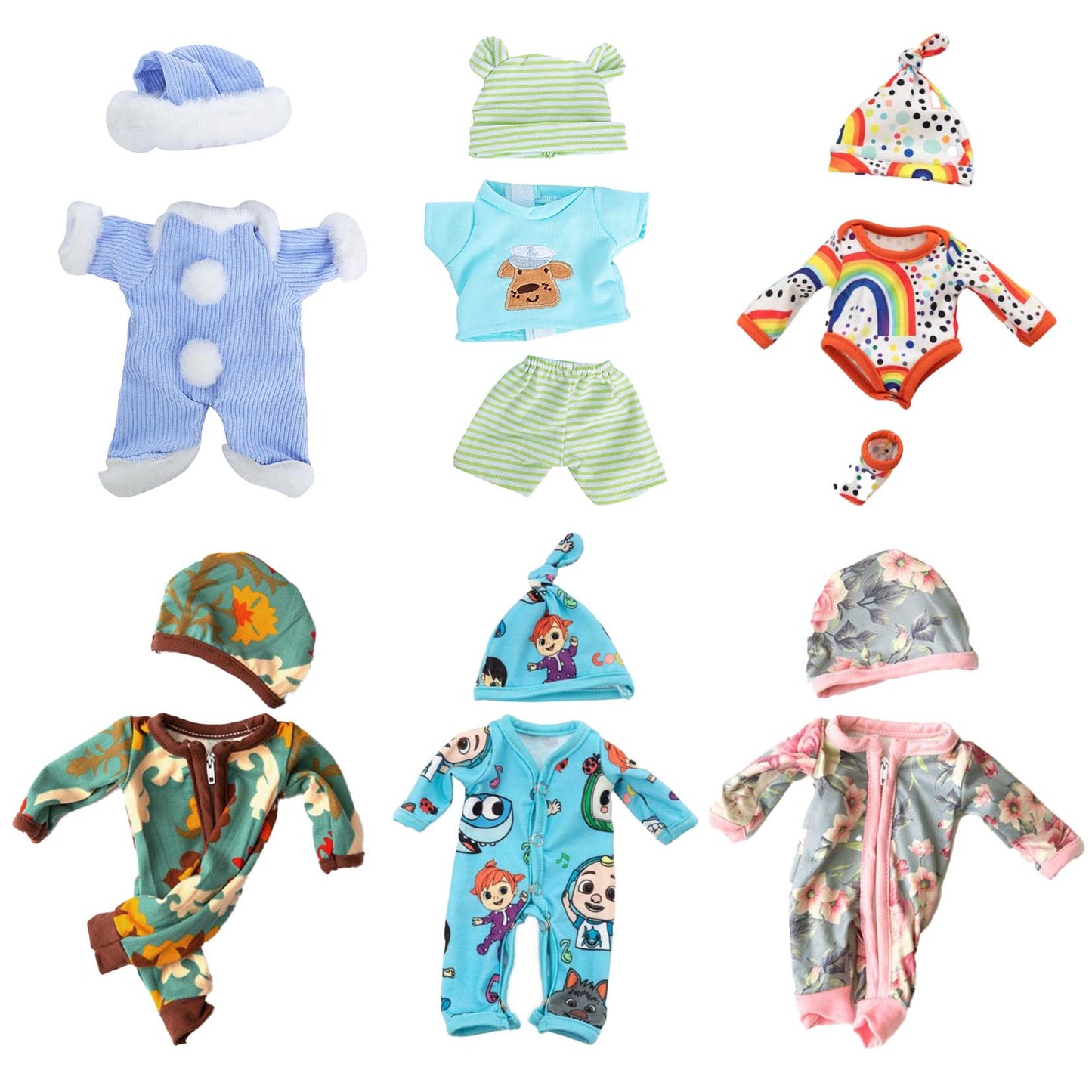 AmaMary 6 Sets 12 inch Baby Doll Clothes Soft Cotton Bodysuits for 10-12 inch Dolls, Dress-Up Birthday Christmas Gift for Girls 3+