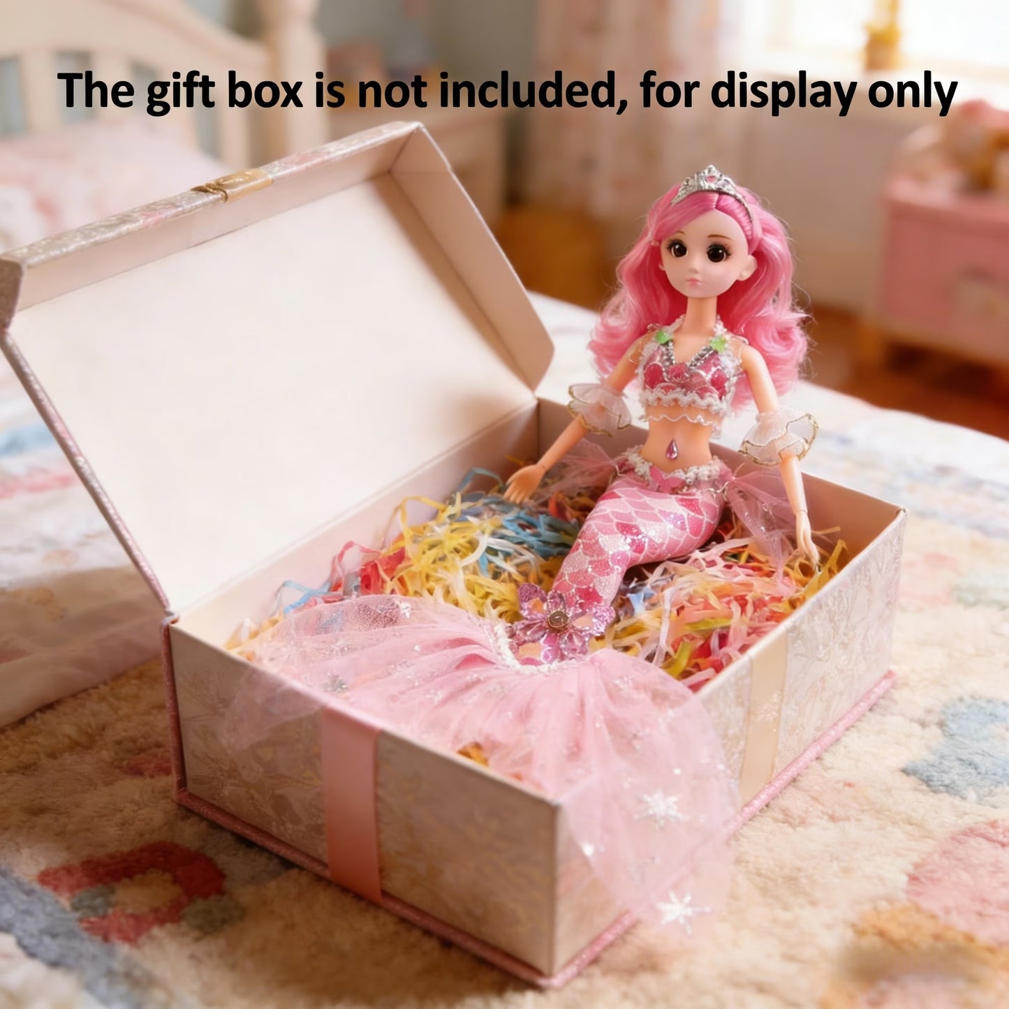AmaMary Mermaid Doll for Girls 12 Inch - Poseable Ocean Princess with Removable Outfit, Sparkly Tail and Flowing Hair - Magical Gift for Kids Birthday Christmas