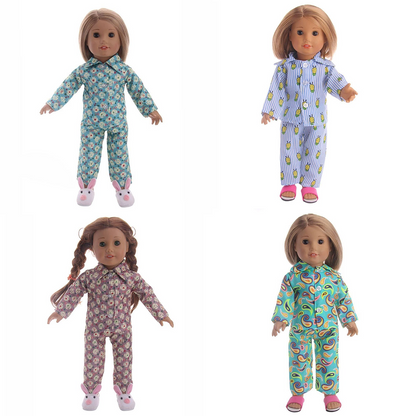 Babysbule 18 inch Doll Pajamas Set – Cotton Two-Piece Sleepwear for 18 Inch Dolls – Colorful Patterns – Fits American Girl, Our Generation, My Life Dolls – Doll Clothes Only