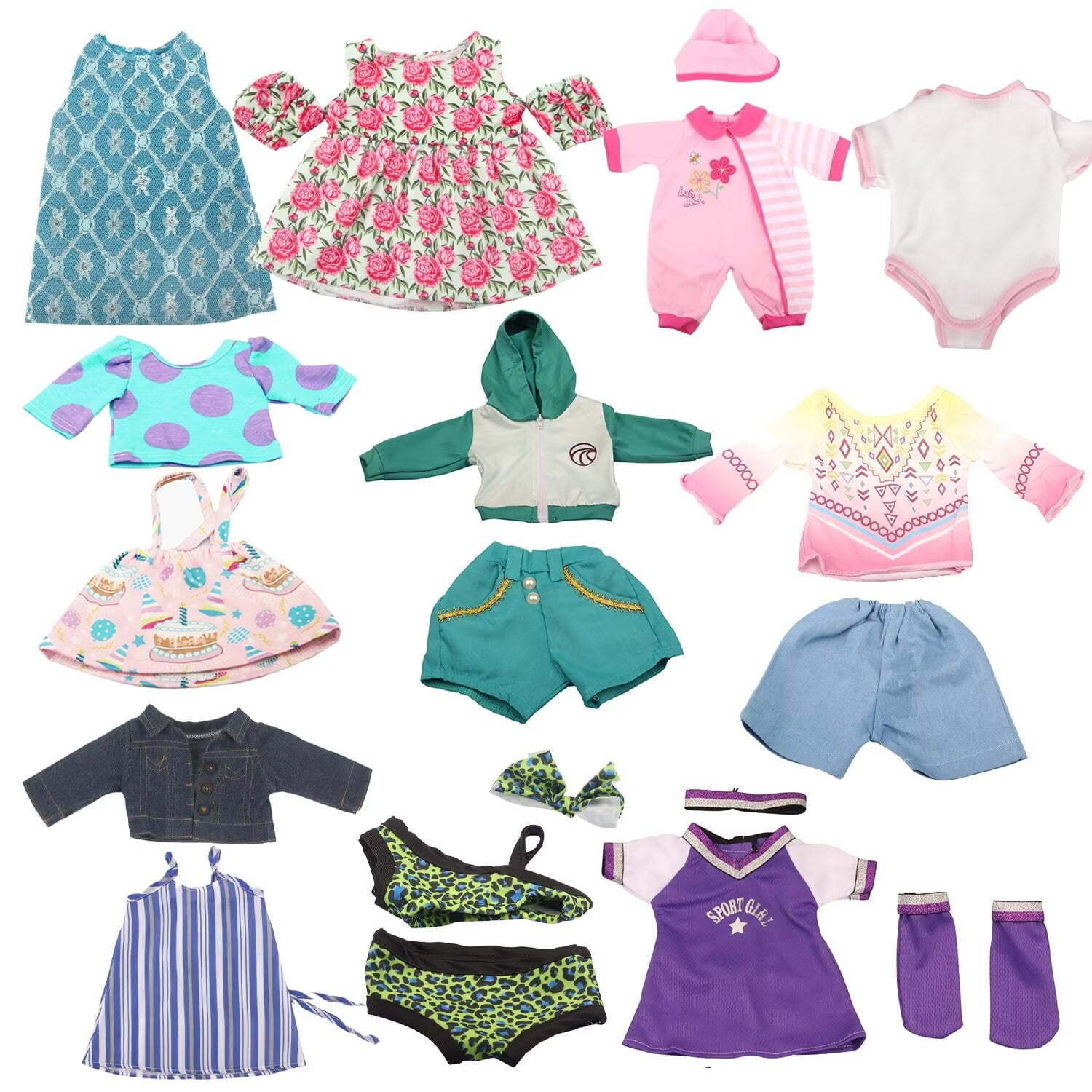 AlevRam 10 Sets 18 Inch Doll Clothes - Swimsuits, Summer Dresses, Bodysuits for 18" Dolls - Perfect 
