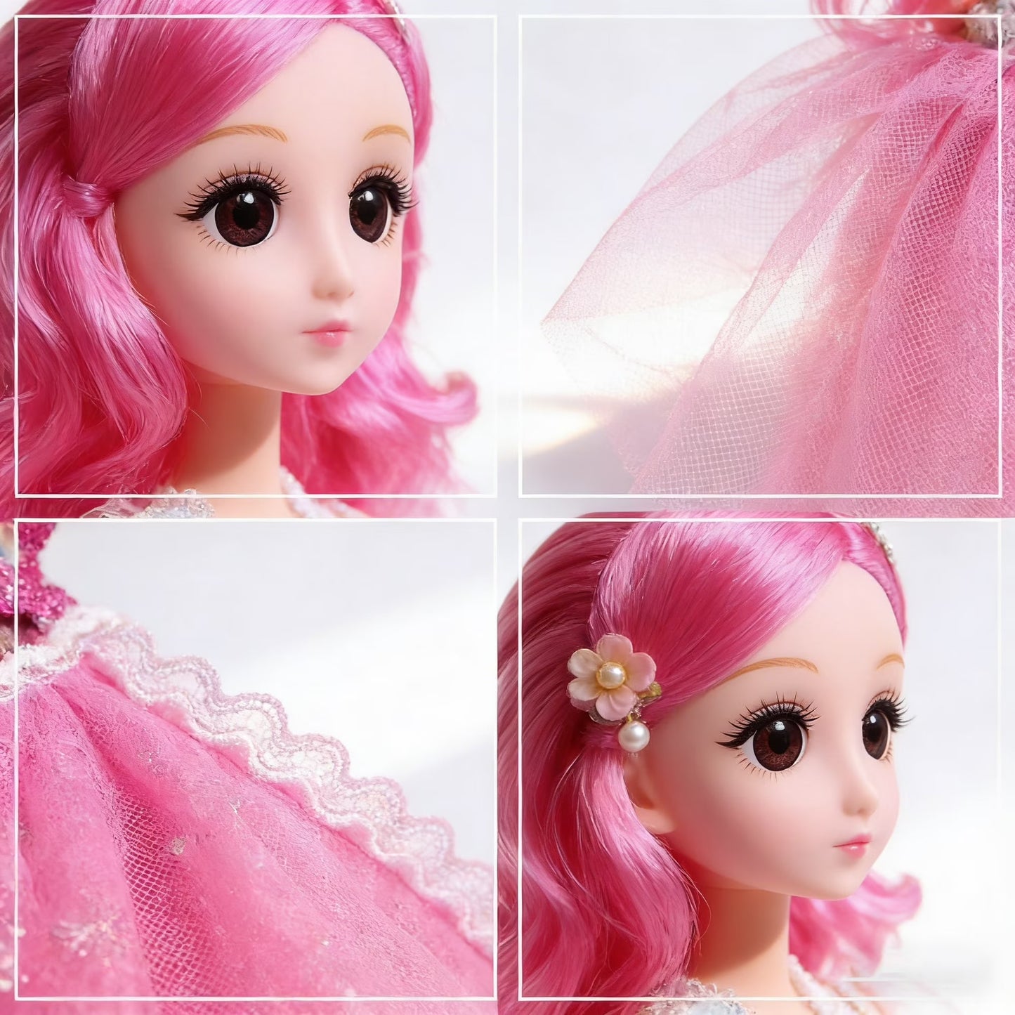 AmaMary 12 Inch Mermaid Princess Doll – Colorful Fashion Removable Outfit with Long Wavy Curly Hair – Poseable Mermaid Toy with 11 Joints – Gift for Girls Birthday, Holiday or Christmas