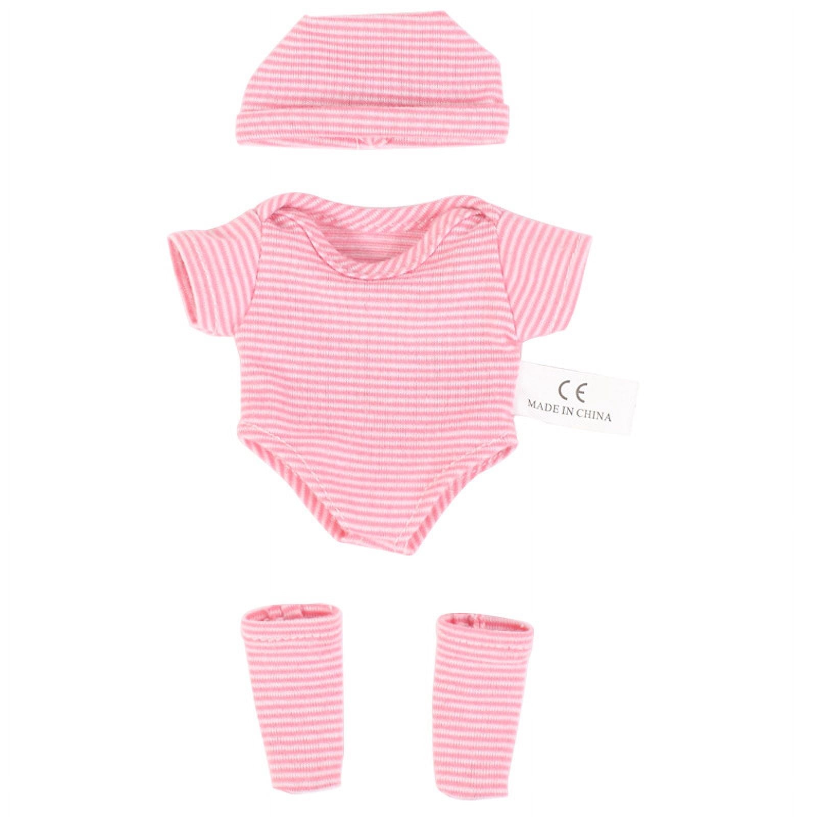 AlevRam 7 inch Knit Doll Clothes 3 Pack Color Random, Onesie Outfit Set with Hat No-Button Bodysuit 