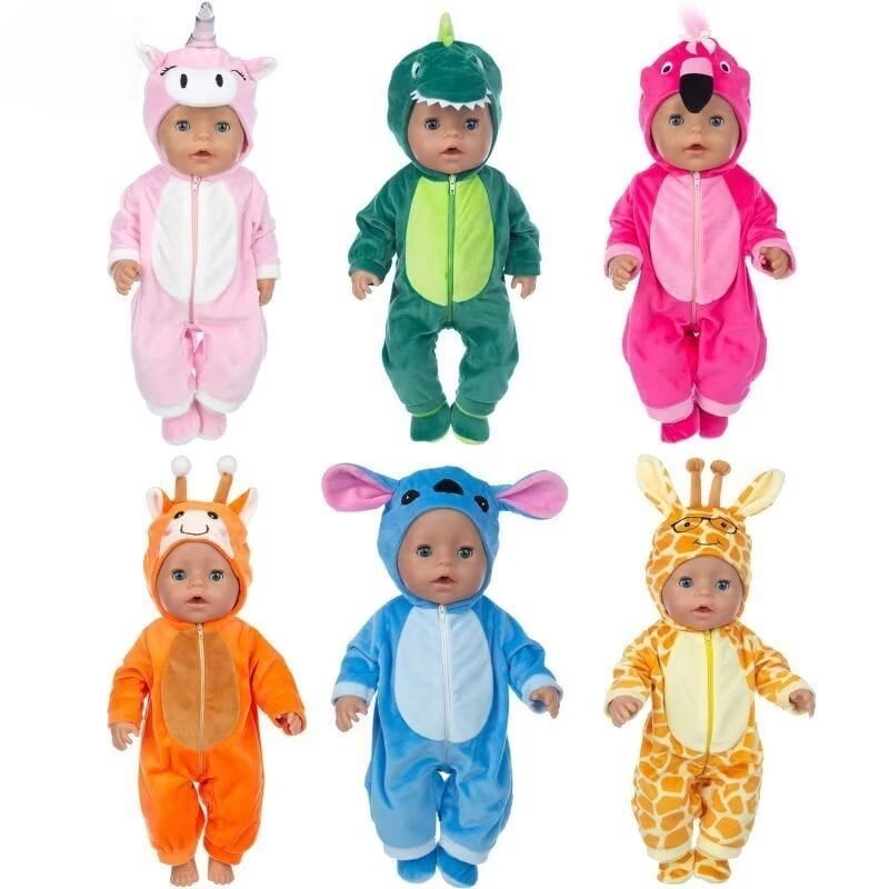 AlevRam 18 Inch Doll Clothes Cute Animales Pattern Doll Jumpsuit Doll One-Piece Suit with Zippers Ch