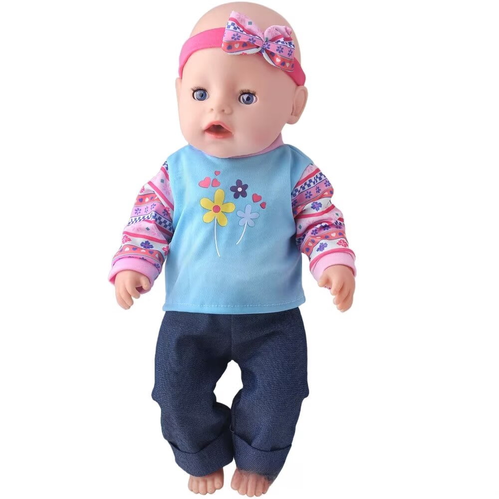AlevRam AlevRam 10-Pack 18 inch Doll Clothes Outfits with Headbands or Hats, Cute Printed Romper Jum