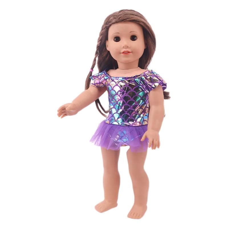 AlevRam 10 Piece 18" Doll Summer Swimwear Set with Mermaid Swimsuit, Sunglasses, Sandals, Backpack, 