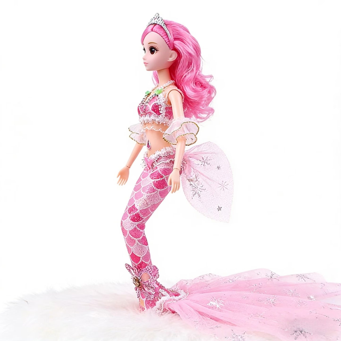 AmaMary Mermaid Doll for Girls 12 Inch - Poseable Ocean Princess with Removable Outfit, Sparkly Tail and Flowing Hair - Magical Gift for Kids Birthday Christmas