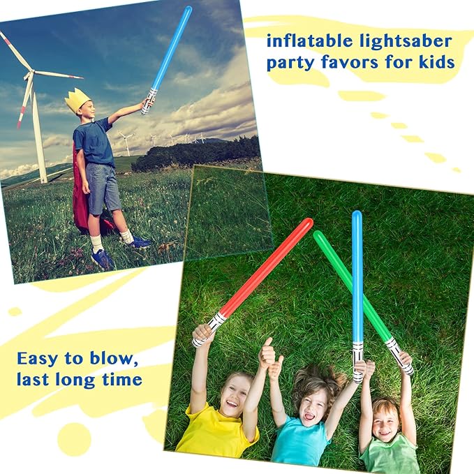 AmaMary 15-Piece Inflatable Balloon Sword Set - 35-Inch Party Favors