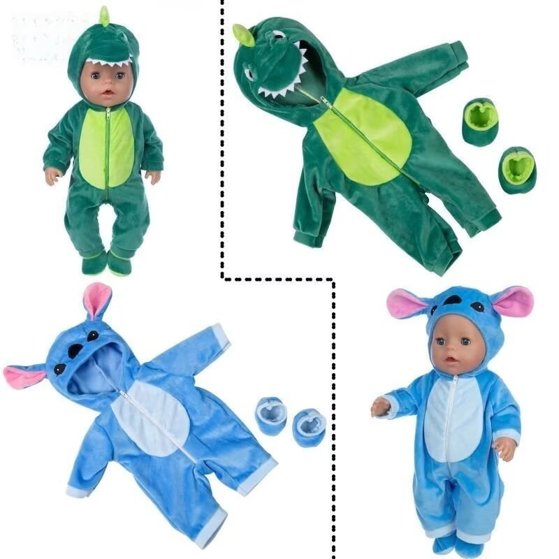 AlevRam 18 Inch Doll Clothes Cute Animales Pattern Doll Jumpsuit Doll One-Piece Suit with Zippers Ch