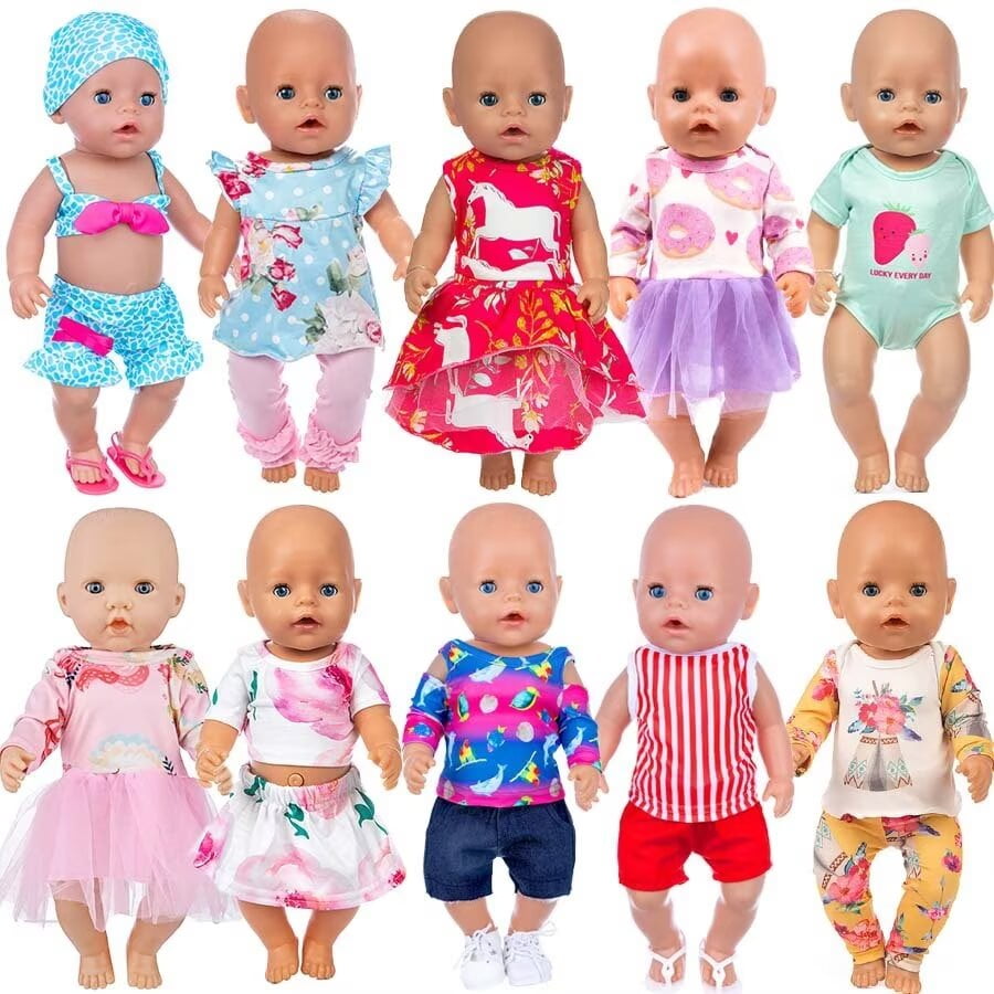 AlevRam 10 Sets 18 Inch Doll Clothes Set Doll T shirt Doll Pants Doll Dress Doll Swimsuits Doll Body