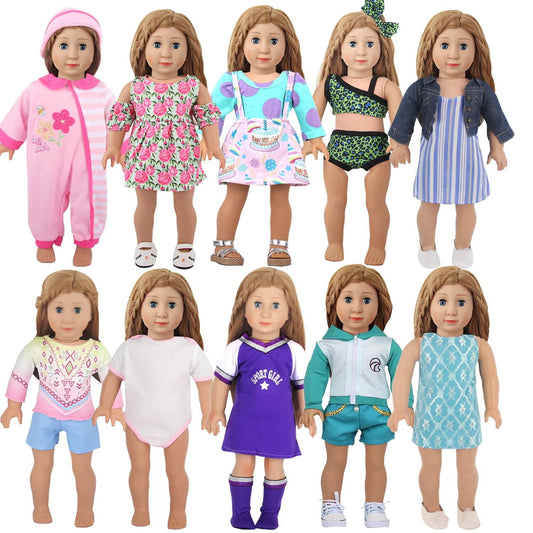AlevRam 10 Sets 18 Inch Doll Clothes - Swimsuits, Summer Dresses, Bodysuits for 18" Dolls - Perfect 