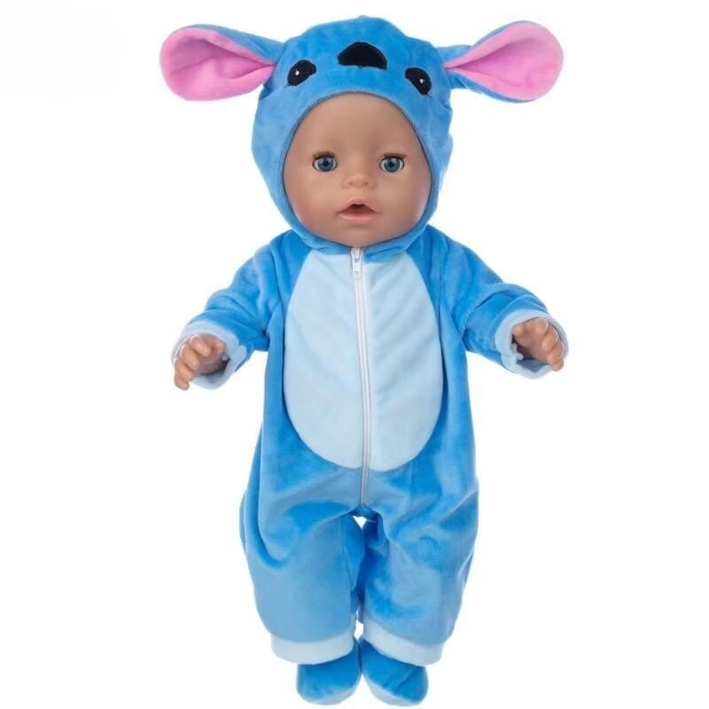 AlevRam 18 Inch Doll Clothes Cute Animales Pattern Doll Jumpsuit Doll One-Piece Suit with Zippers Ch
