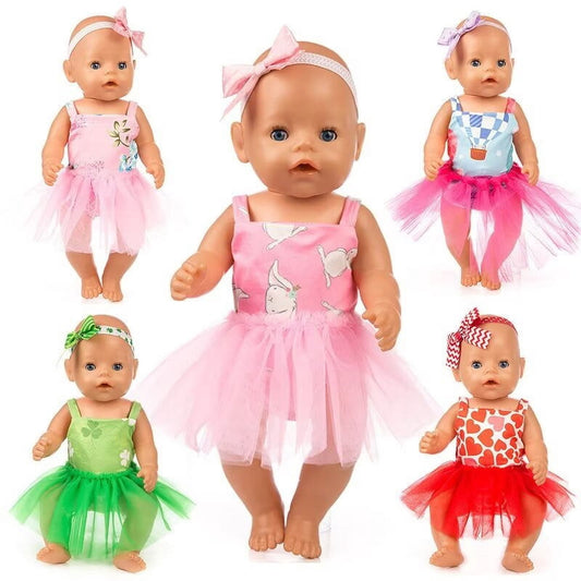AlevRam 2 Sets 18 inch Doll Summer Dress Mesh Dress for 18 inch Doll Color Random