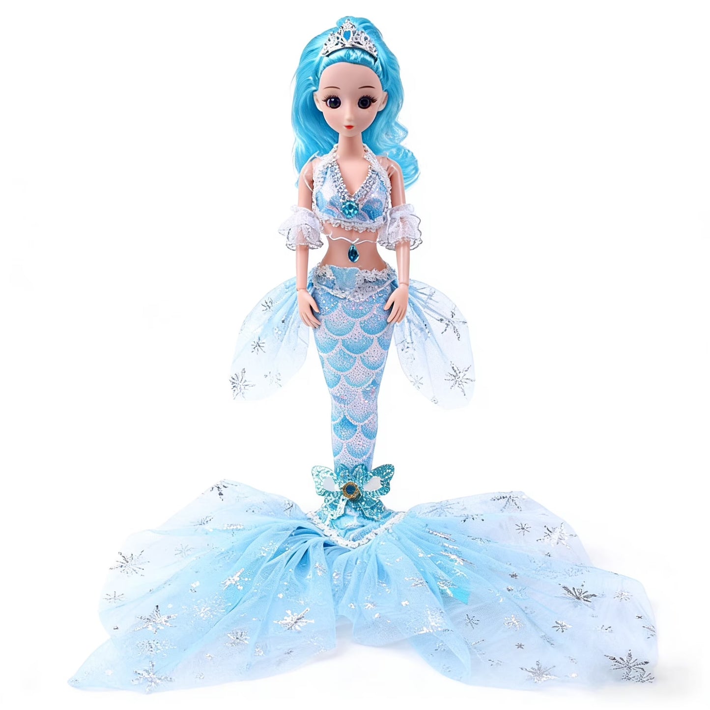 AmaMary 12 Inch Mermaid Princess Doll – Colorful Fashion Removable Outfit with Long Wavy Curly Hair – Poseable Mermaid Toy with 11 Joints – Gift for Girls Birthday, Holiday or Christmas