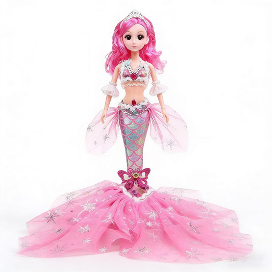 AmaMary 12 Inch Mermaid Princess Doll – Colorful Fashion Removable Outfit with Long Wavy Curly Hair – Poseable Mermaid Toy with 11 Joints – Gift for Girls Birthday, Holiday or Christmas
