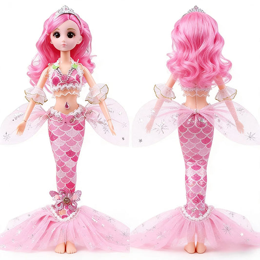 AmaMary Mermaid Doll for Girls 12 Inch - Poseable Ocean Princess with Removable Outfit, Sparkly Tail and Flowing Hair - Magical Gift for Kids Birthday Christmas