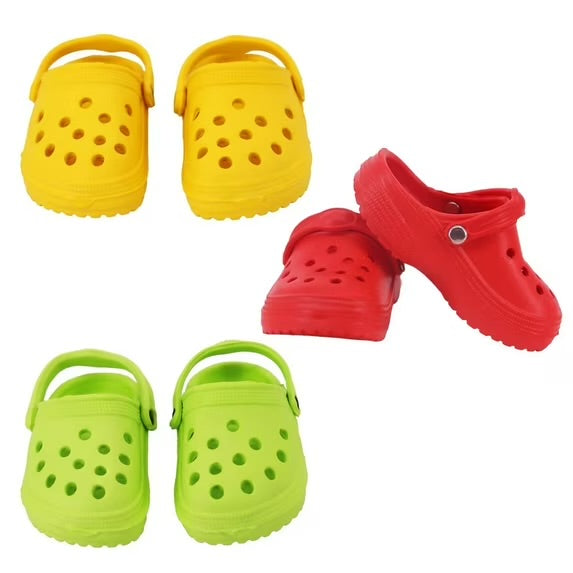AmaMary Doll Hole Shoes Summer PU Sandals for 18 Inch Dolls, 3 Pairs
